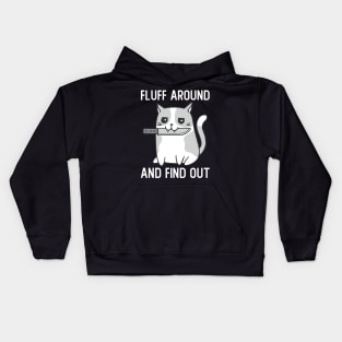 Fluff Around And Find Out Funny Cat With Knife Kids Hoodie